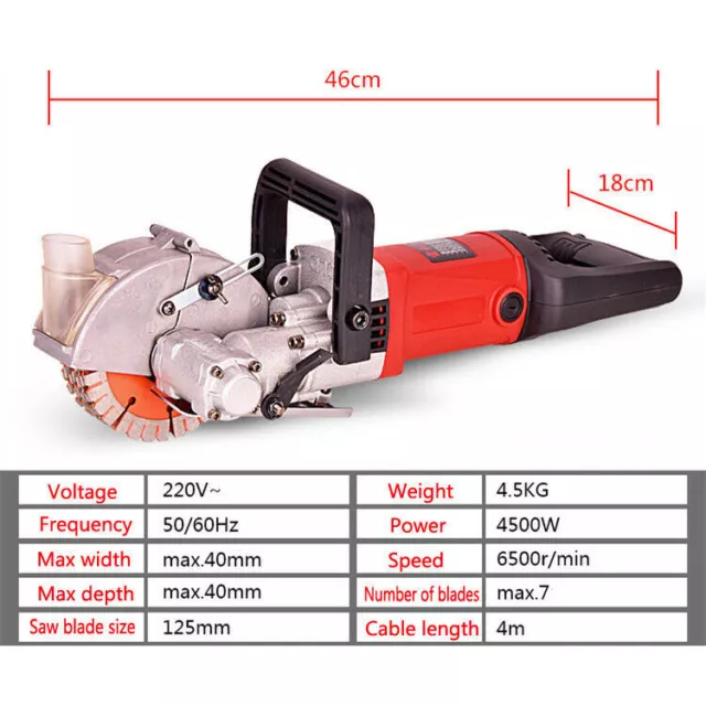 4.5KW Electric Wall Chaser Groove Steel Concrete Cutting Slotting Machine Set 2