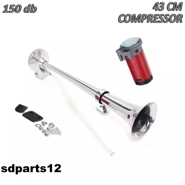 Tromba d'Aria Singola Super Forte Corno Metallo 12v Compressore Per Camion Auto