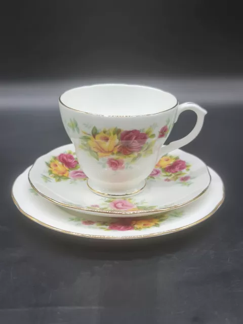 Duchess Trio Cup Saucer And Plate Set Floral Gold Rim Used Condition