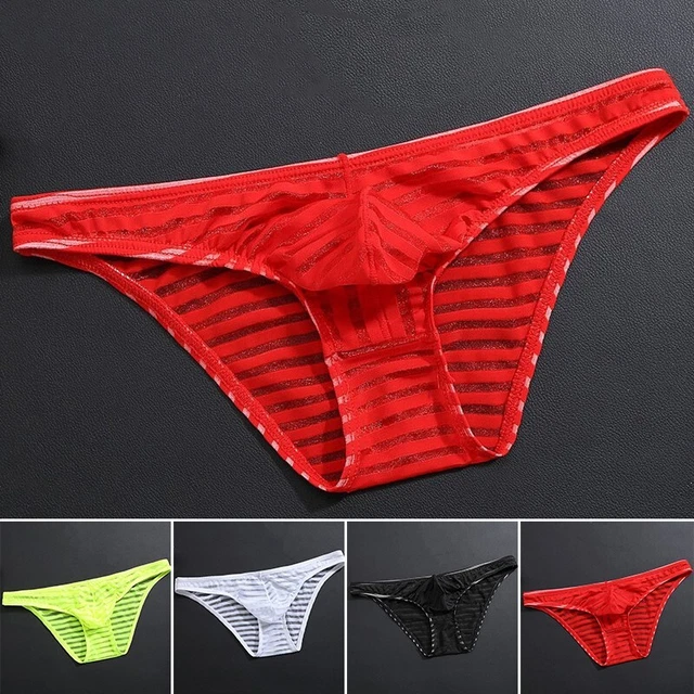 Hommes Sexy Lingerie Sous-Vêtement Maille Transparent Slips Basse Caleçons