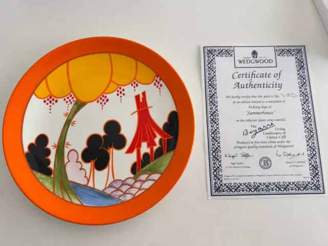 Vtg Clarice Cliff Summerhouse Deco Plate Wedgwood Centenary Ltd Edition England