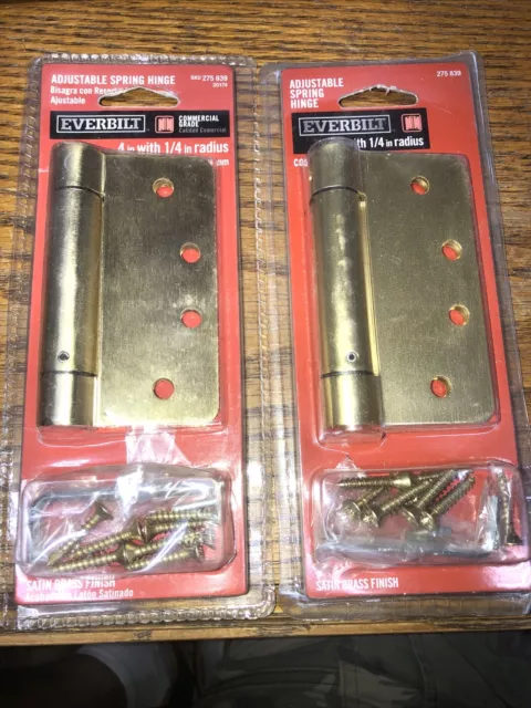 Everbilt (2pack) Adjust Spring Door Hinge Comm 4" 1/4 Radius Satin Brass 275 839