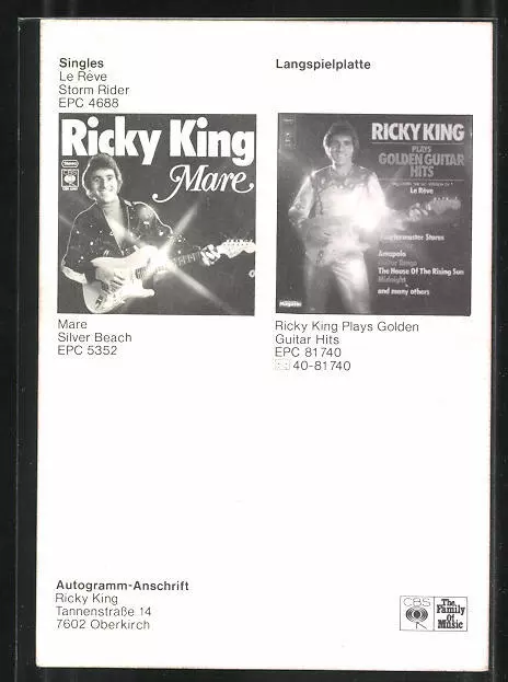Ansichtskarte Musiker Ricky King mit freundlichem Lächeln und Autograph 2