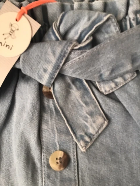 River island mini girls aged 2-3 years paperbag denim skirt outfit BNWT 7