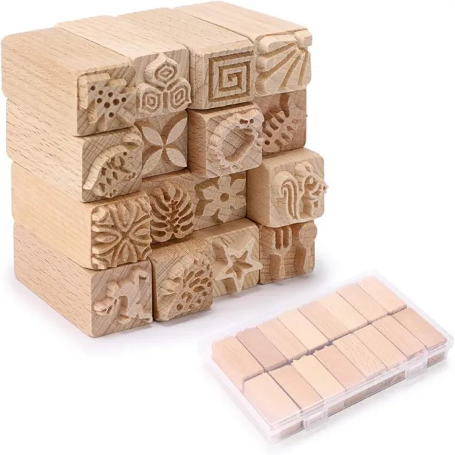 Textured Clay Pattern Wooden Pottery Stamps Wood Block Stamp  Block Stamp Set