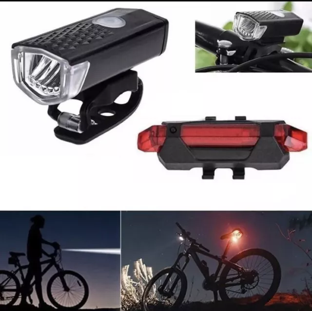 USB Rechargeable LED Bicycle Headlight Bike Head Light Front Rear Lamp Cycling