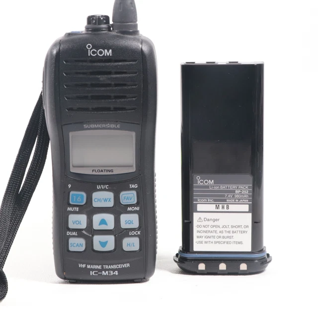 ICOM IC-M34 HANDHELD Waterproof VHF Marine Band Transceiver NO Charger ...