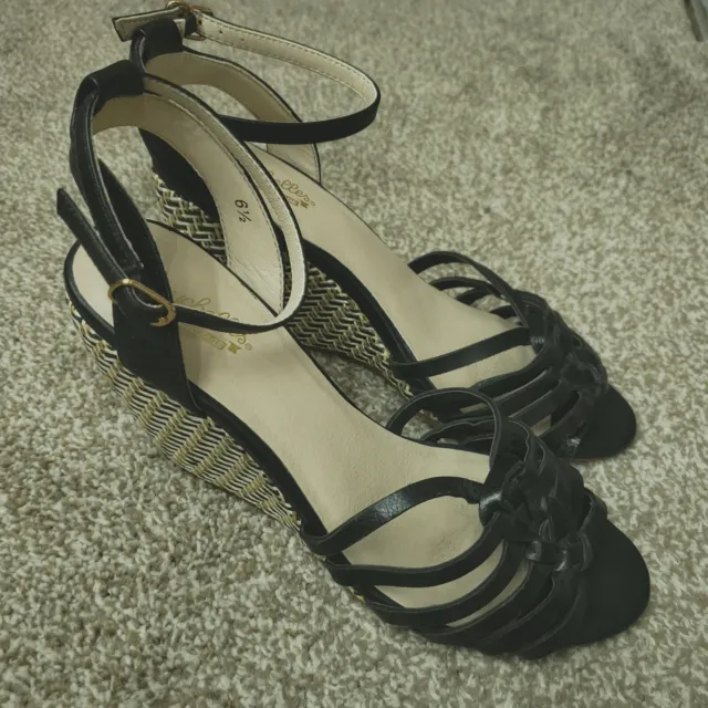 Seychelles Heritage Wedge Shoes Women Size 6.5 Black Top Notch ANTHROPOLOGIE EUC