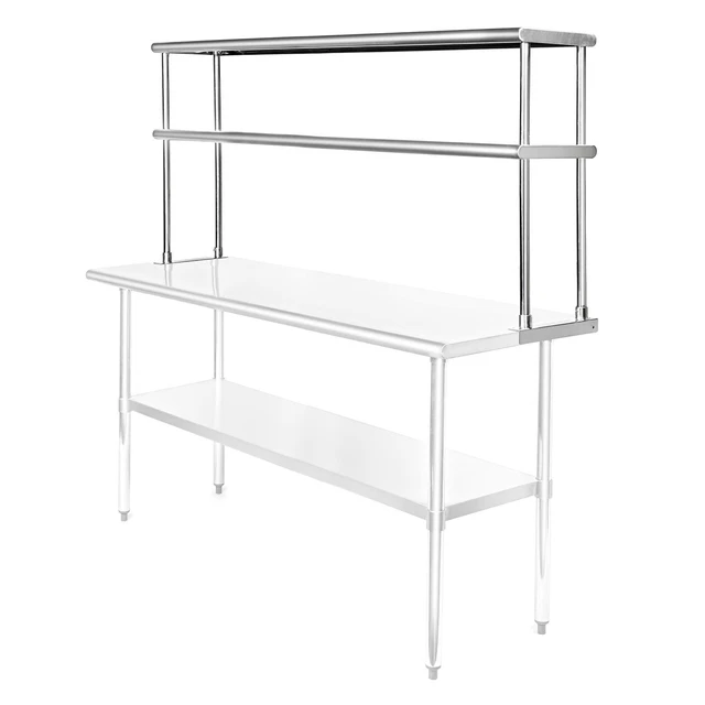 Stainless Steel Wide Double Overshelf - 60" x 12" - for Commercial Prep Table