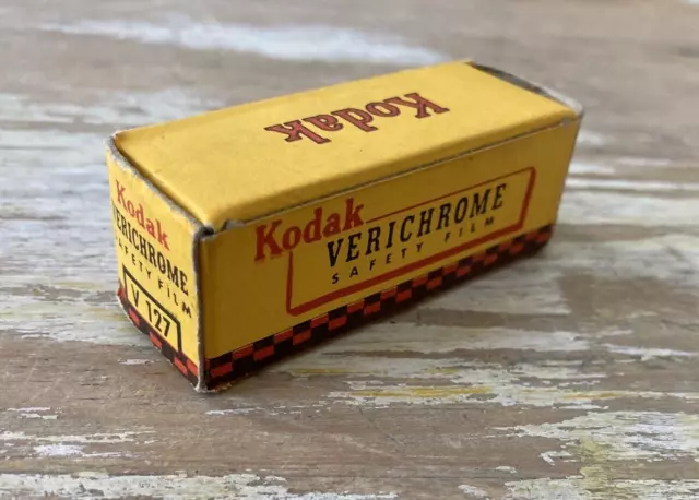 Vintage unexposed photography Kodak Verichrome safety film in box V127 exp 1954