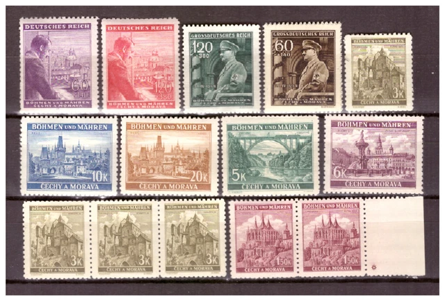 Böhmen und Mähren Sammlung 54.Geburtstag von Adolf Hitler Mi.126-127 u.a.  Falz