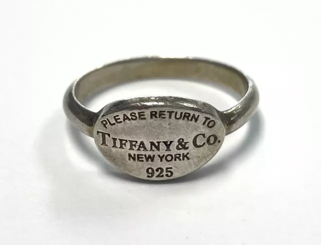 Tiffany & Co. Please Return to Tiffany Oval Signet Ring Sterling Silver Size 11
