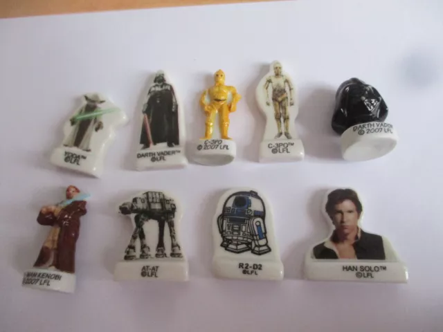 LOT 9 fèves série starwars plates dark vador 2007 LFL yoda C3PO fève