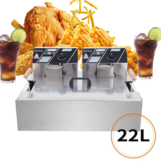 22L Electric Deep Fryer Large Tank Commercial Restaurant Stainless Steel 5000W
