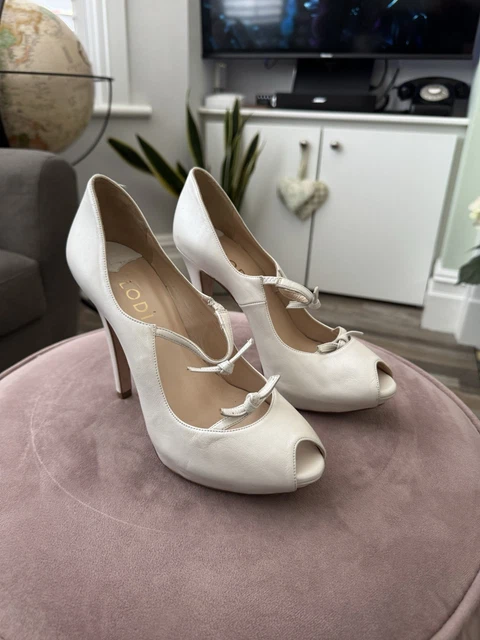 LODI IVORY WHITE Leather Peep Toe Heels Worn Once Uk 4 Eu 37 £16.32 ...