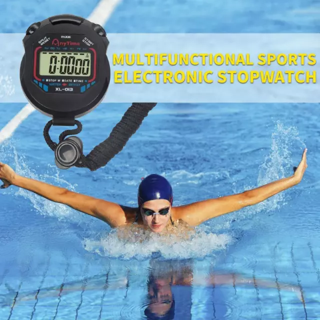 fr Handheld Chronograph LCD Kitchen Stopwatch for Swimming Running Sports Traini