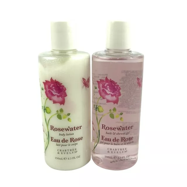 Crabtree & Evelyn Rosewater Shower Gel Body Lotion Set 8.5 fl oz each