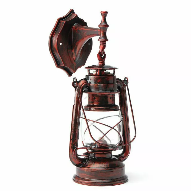 Retro Antique Vintage Industrial Lantern Wall Lamp Holder Sconce Light Fixture 2