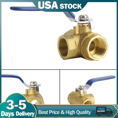 3-Way Ball Valve Female T Port Lever Handle 3/4" NPT Made Of Forged Brass T05