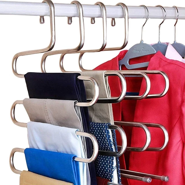 set da 4 Grucce per Pantaloni salvaspazio a S organizer per armadio e guardaroba
