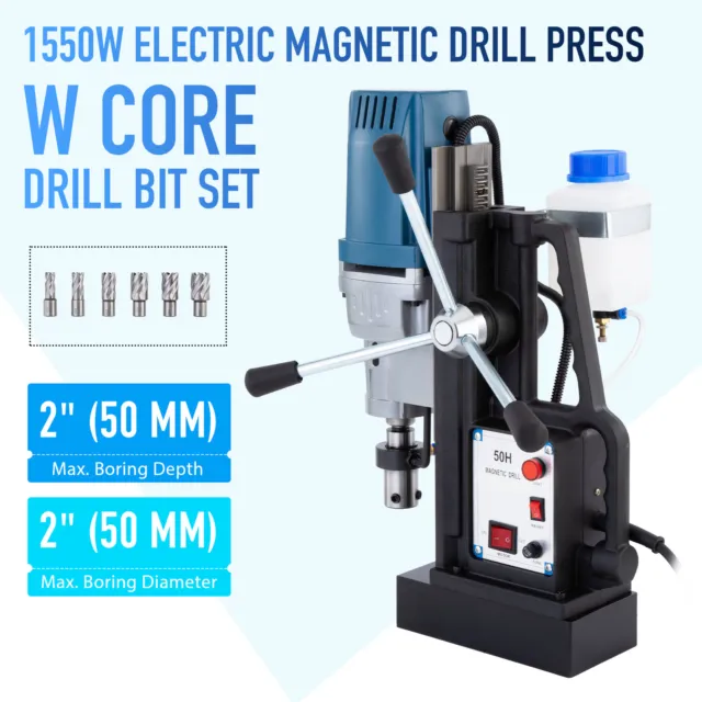 Industrial-Grade Magnetic Drill 1550W 3500lbf/15500N 6 Bits 500RPM