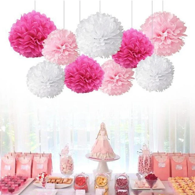 9PCs Tissue Paper Pompoms Pom Poms Hanging Garland Geburtstag Hochzeit Party Mg