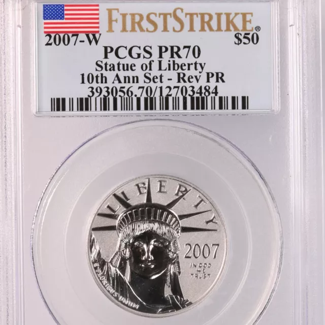 2007-W Platinum American Eagle $50 Statue Of Liberty Rev PR PCGS PR70