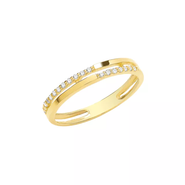 Eleganter 9 ct/Karat Gelb Gold Damen - Ring mit Zirkonia