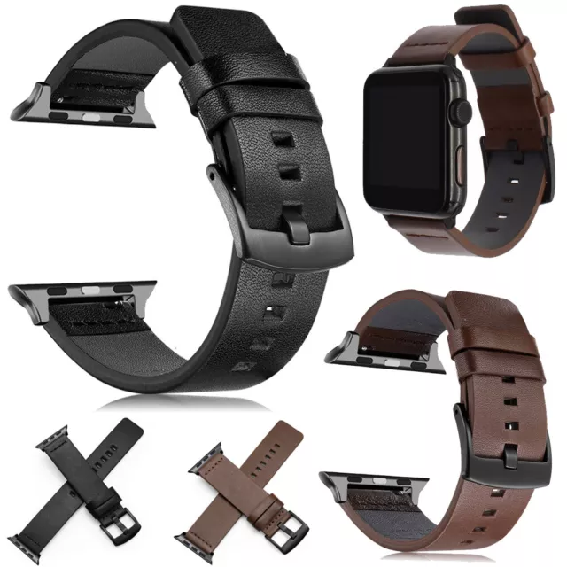 Genuine Leather Wrist Band Strap For Apple Watch iWatch 6 5 4 321 Series 40/44mm