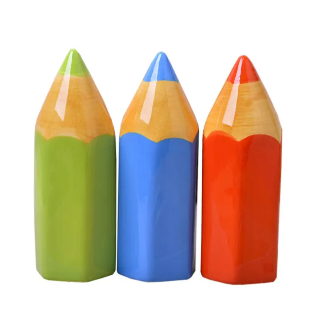 3 Pcs Red Colored Pencils Ceramic Piggy Bank Ceramics Classic Child