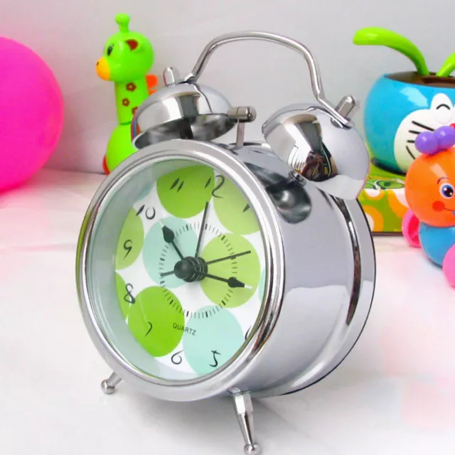 Vintage Metal 2.5-inch Silent Double Bell Alarm Clock Loud DeskTable Night Light 2