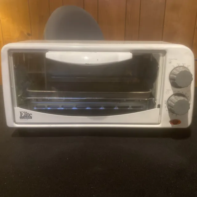 ELITE CUISINE Toaster Oven 2-Slice with 15 Minute Timer ETO-113 White NIB