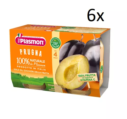 6x PLASMON Omogeneizzato Prugna homogenisiert ab 4 Monaten Babynahrung 2x104g
