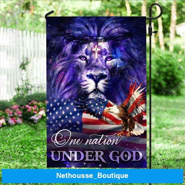 One Nation Under God House Flag King Of Kings Lion Of Judah Garden Flag