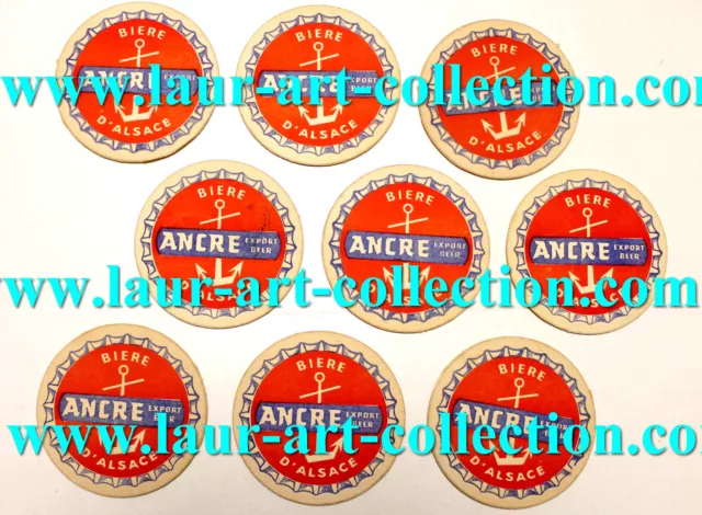 Ancre - 9 Ancien Sous Bock / Dessous Verre Biere D'alsace, Bar Pub, Beer Coaster