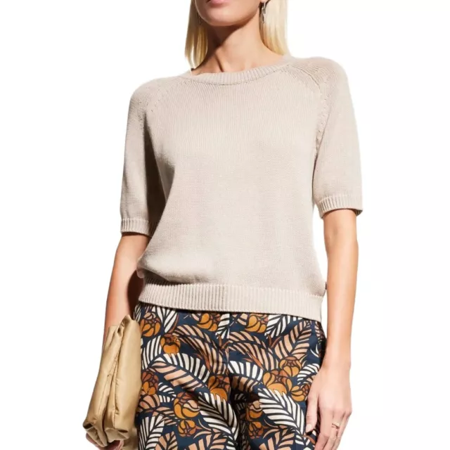Max Mara Weekend Corinne Short Sleeve Cotton Sweater, Ecru Color