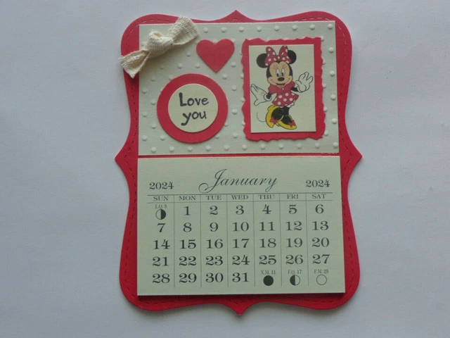 DISNEY MICKEY MOUSE Love You 2024 Mini Magnetic Calendar Monthly Tear