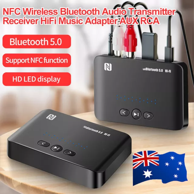 NFC Wireless Bluetooth 5.0 Audio Transmitter Receiver HiFi Music Adapter AUX RCA