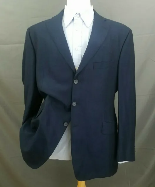 44R SAKS FIFTH Avenue Sport Coat Men's Blue Soft Bamboo 3 Button Blazer ...