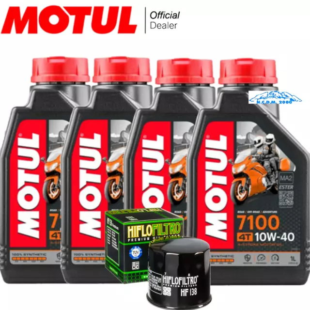 Kit Tagliando 4 Litri Olio Motul 7100 10W40 + Filtro Olio Hf138