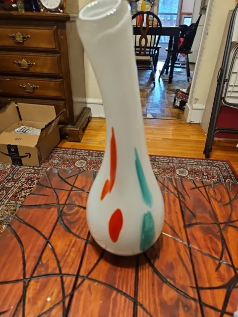 Beautiful Multicolored Murano Style Hand Blown Art Glass Vase 1 Foot Tall