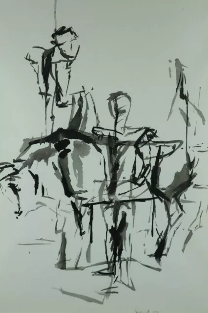 Kurt Steinel 1929-2005 Tuschpinsel Pintura 1987 Stier Raro De Bancos Sammlung