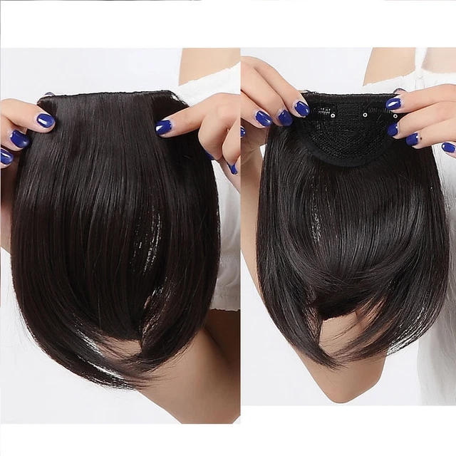 Clip In on Bangs Fringe Fake Hair Extensions Straight Front Neat Hair as Human