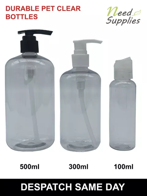 500ml/300ml/100ml Empty PET Clear Plastic Bottles with Pump Dispenser