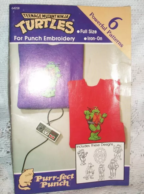 1990 Purr-Fect Punch Embroidery Teenage Mutant Ninja Turtles  Book Unused