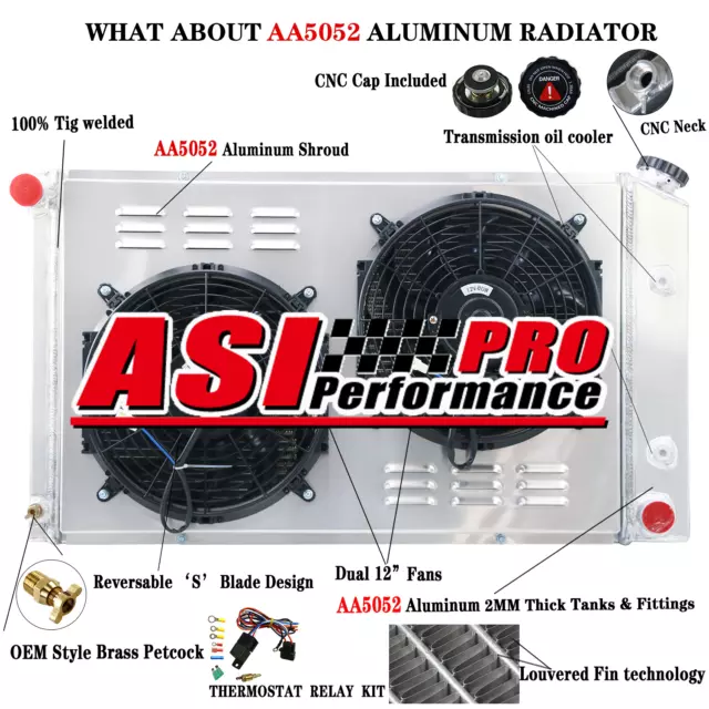 4 Row Radiator+Shroud Fan For 70-81 Pontiac Firebird Trans Am Esprit Formula US