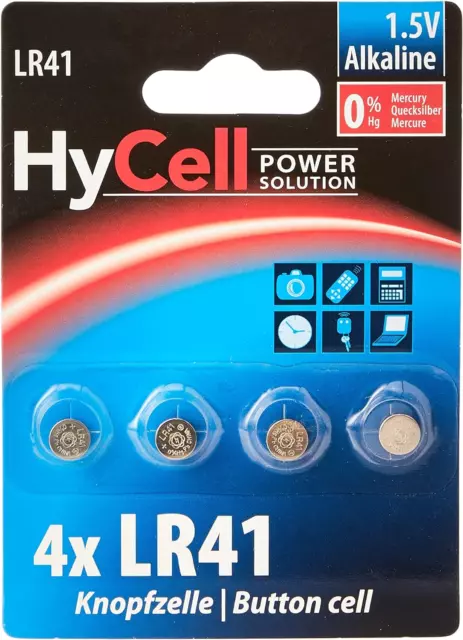 HYCELL LR41 1.5 V Alkaline Battery Pack of 4
