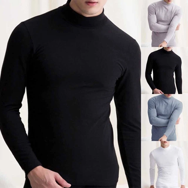 Uomo Dolcevita Pullover Manica Lunga Maglione Top T-Shirt Termico Underwear-New