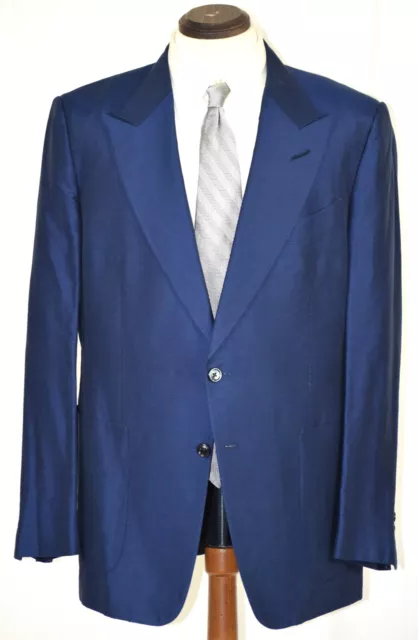 Mint Tom Ford Shelton Peak Lapel Linen & Silk Midnight Blue SUIT 44 R