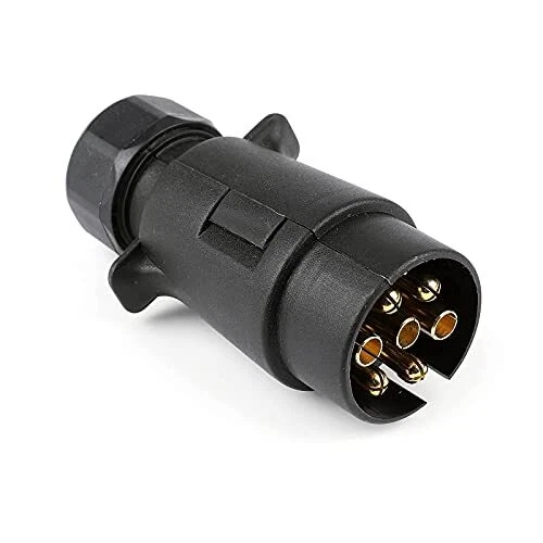 Prise Remorque 7 Broches Fiche Attelage 7 Pin Mâle Pour Remorques Voiture Caravane Porte Velo